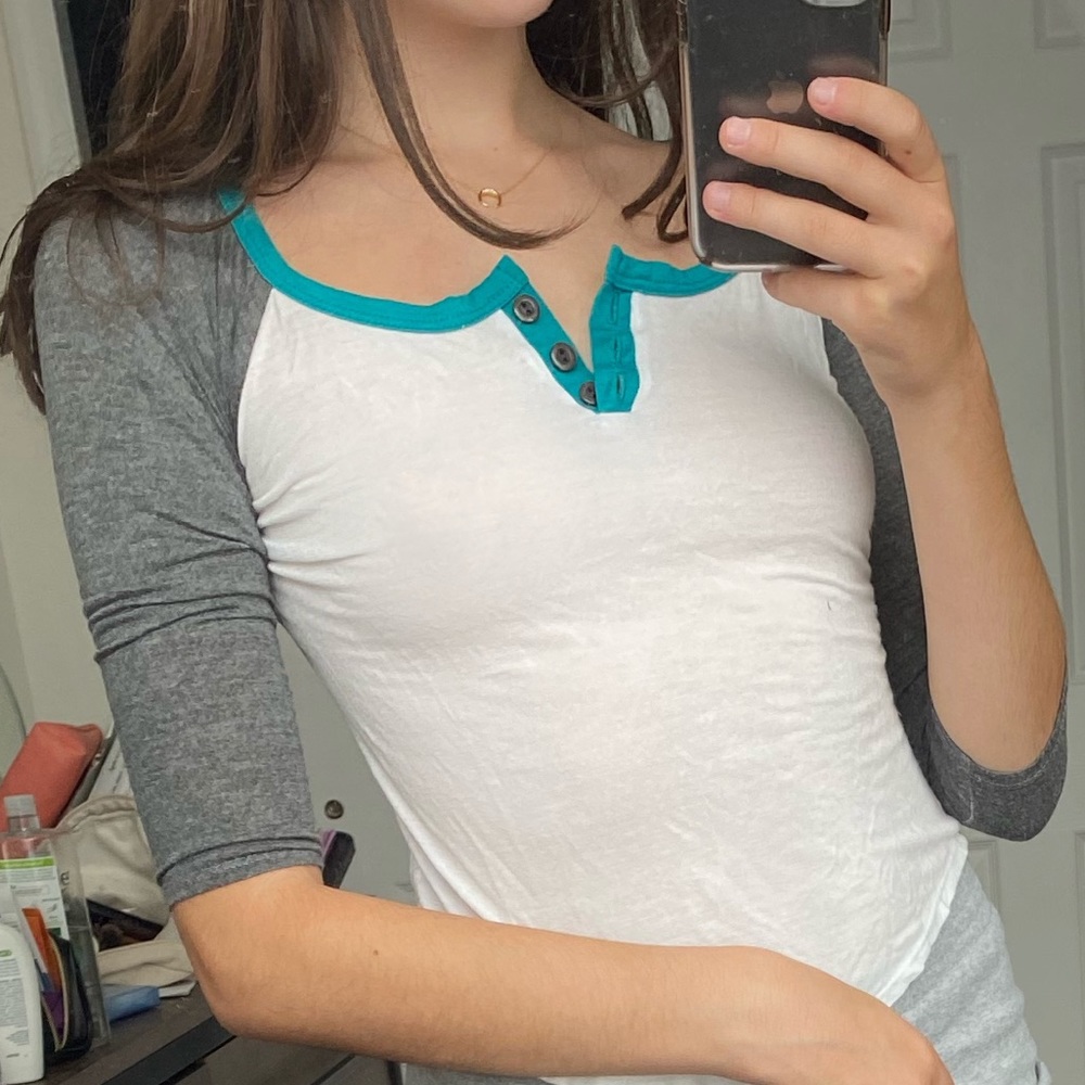 White and Grey Baseball Tee